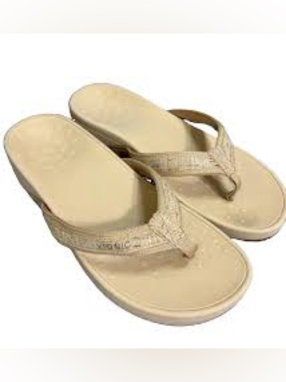 Vionic High Tide Platform Flip Flop in Beige- Cork Strap-